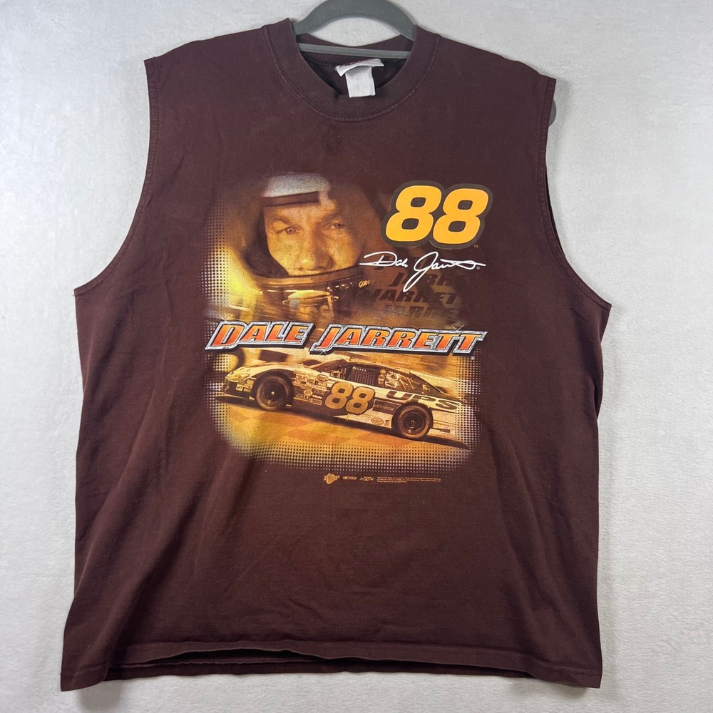 Vintage Dale Jarrett 88 UPS NASCAR Muscle Tee Brown Winners Circle Mens XL